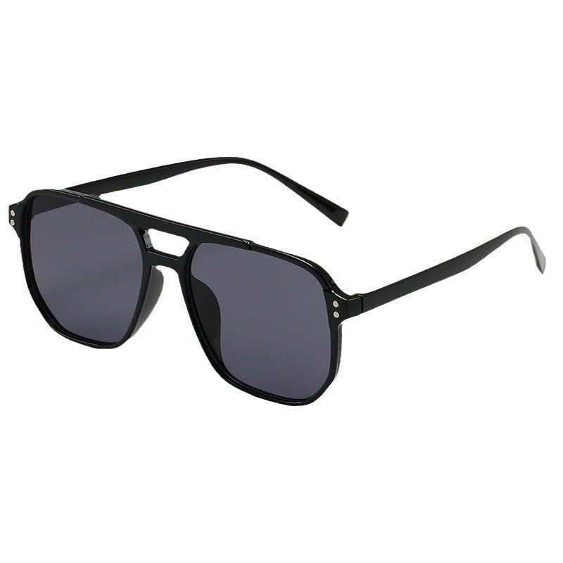Wholesale Square frame sunglasses UV protection retro marine lenses double beam rice nail aviator sunglasses